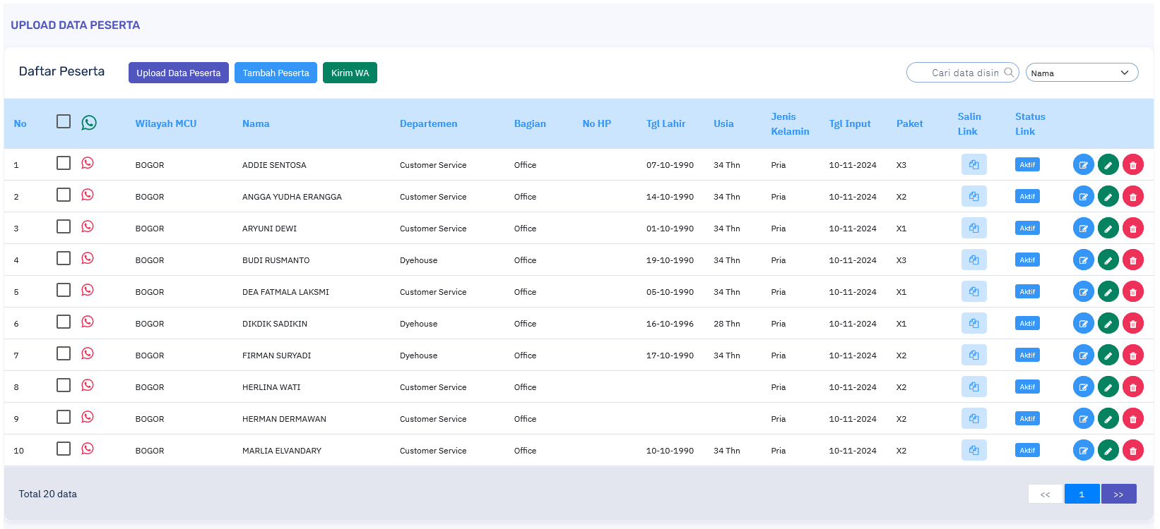 Upload Peserta Live Monitoring